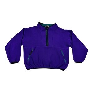 Vtg 90's Eastern Mountain Sports Jacket Womens L Purple Fleece 1/4 Zip USA